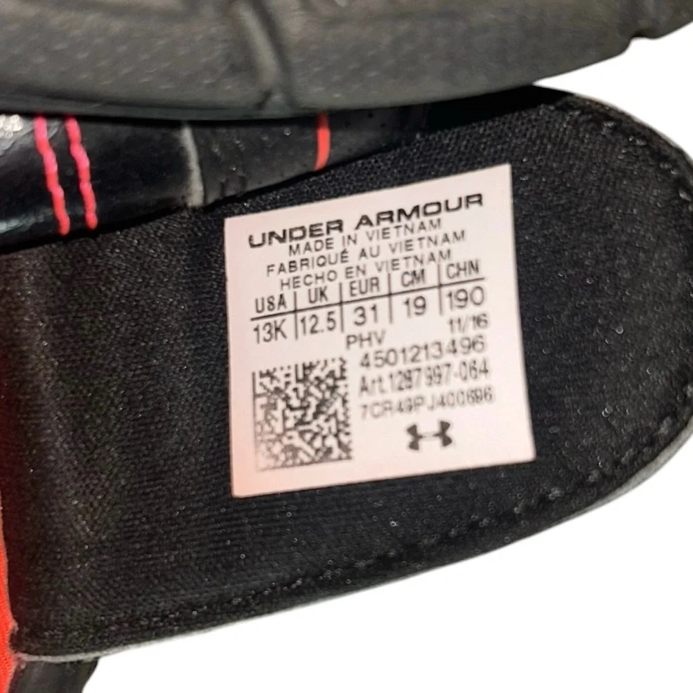 Under Armour Kids Slides 13K Black Red Athletic Sandals Comfort